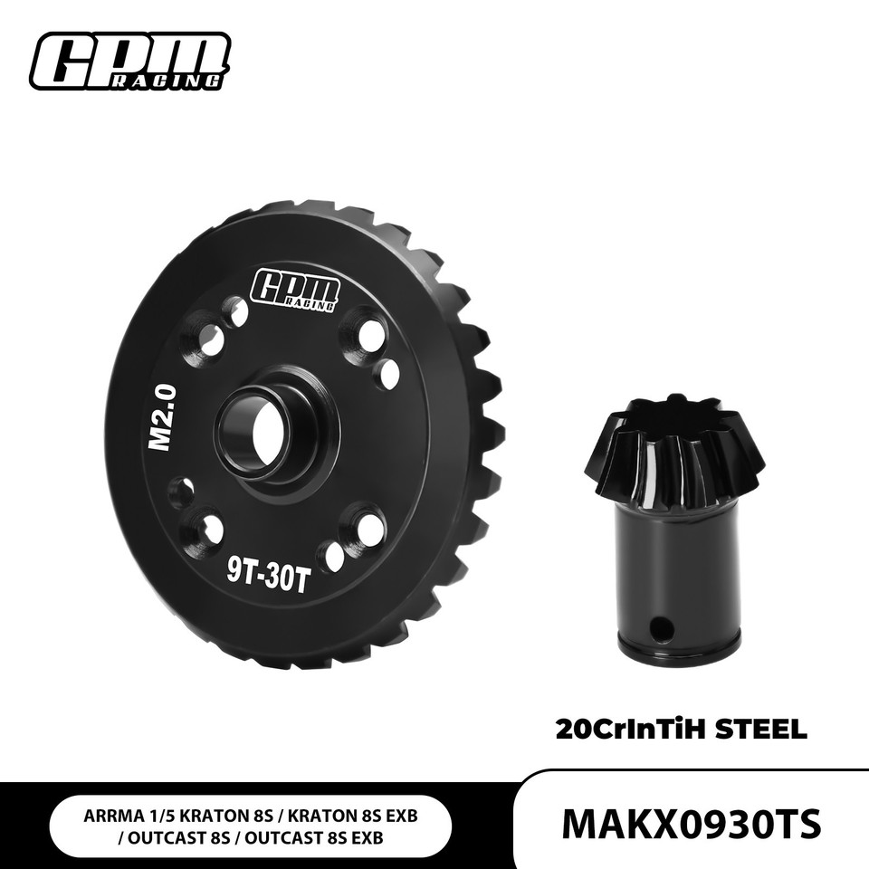 GPM 20CrInTiH Steel Diff Gear Set 30/9T M2.0 Spiral ARRMA 1/5 Kraton ...