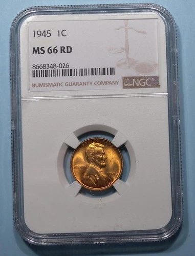 1945-P WHEAT CENT NGC MS 66 RD EBAY AUCTION COMP $31.95 STOCK PHOTO #SP-3