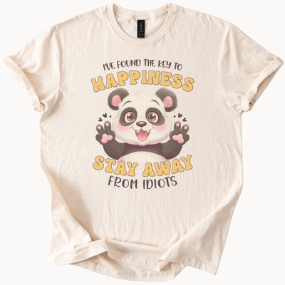 Cute Panda Happiness Key Stay Away From Idiots Funny Graphic T Shirt Gift