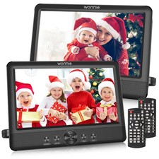 WONNIE 10.5" Two Car DVD Players Portable Dual Screen Headrest Video Black