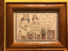 Picture Frame Love My Cat 5x7 with glass 9x7 outer size Oak WOOD