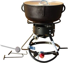 New King Kooker 4 Gallon Cast Iron Jambalaya Pot & Cooker Package