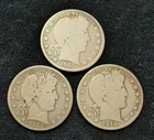 BARBER HALF DOLLARS = 3 DIFF == 1913, 1913 D, 1913 S = LOW MINTAGE = 90% SILVER