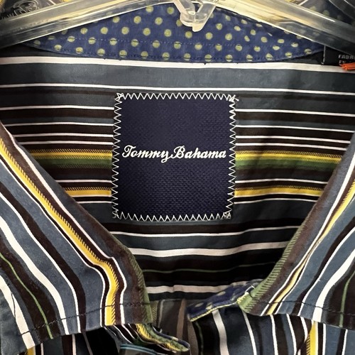 Tommy Bahama Button-Up Shirt Striped Blue, Black, Yellow Men’s Size XXL EUC - Picture 2 of 5
