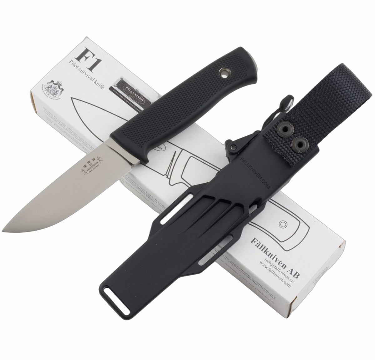Fallkniven F1 Fixed Blade Knife Satin Finish Elmax Steel Black