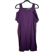 Soft Surroundings Purple linen blend Cold Shoulder casual dress size PXS B114