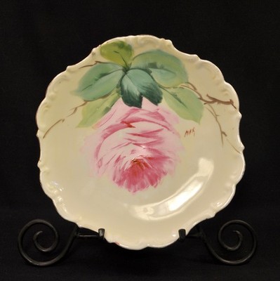 Limoges Flambeau Decorative Plate Large Cabbage Rose Hand Painted Max 1890-1914