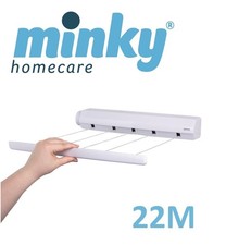 22m Minky 5-Line Retractable Washing Clothes Line Laundry Wall Mounted Indoor UK
