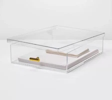 Threshold Acrylic Letter Size Box - Lidded box helps keep dust and debris out