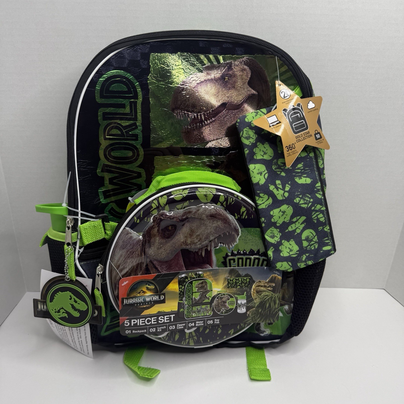 Jurassic World Rebirth 5pc Backpack Set Lunch Bag Bottle Cas