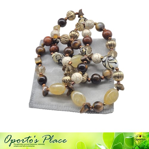 Stretch Bracelet Lot Of Four Glass Beads Tiger Eye Chips Crystal Beads For Parts