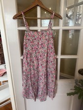 Old Navy Women's Tiered Pink/Green/Tan Summer Dress Pockets! Size M