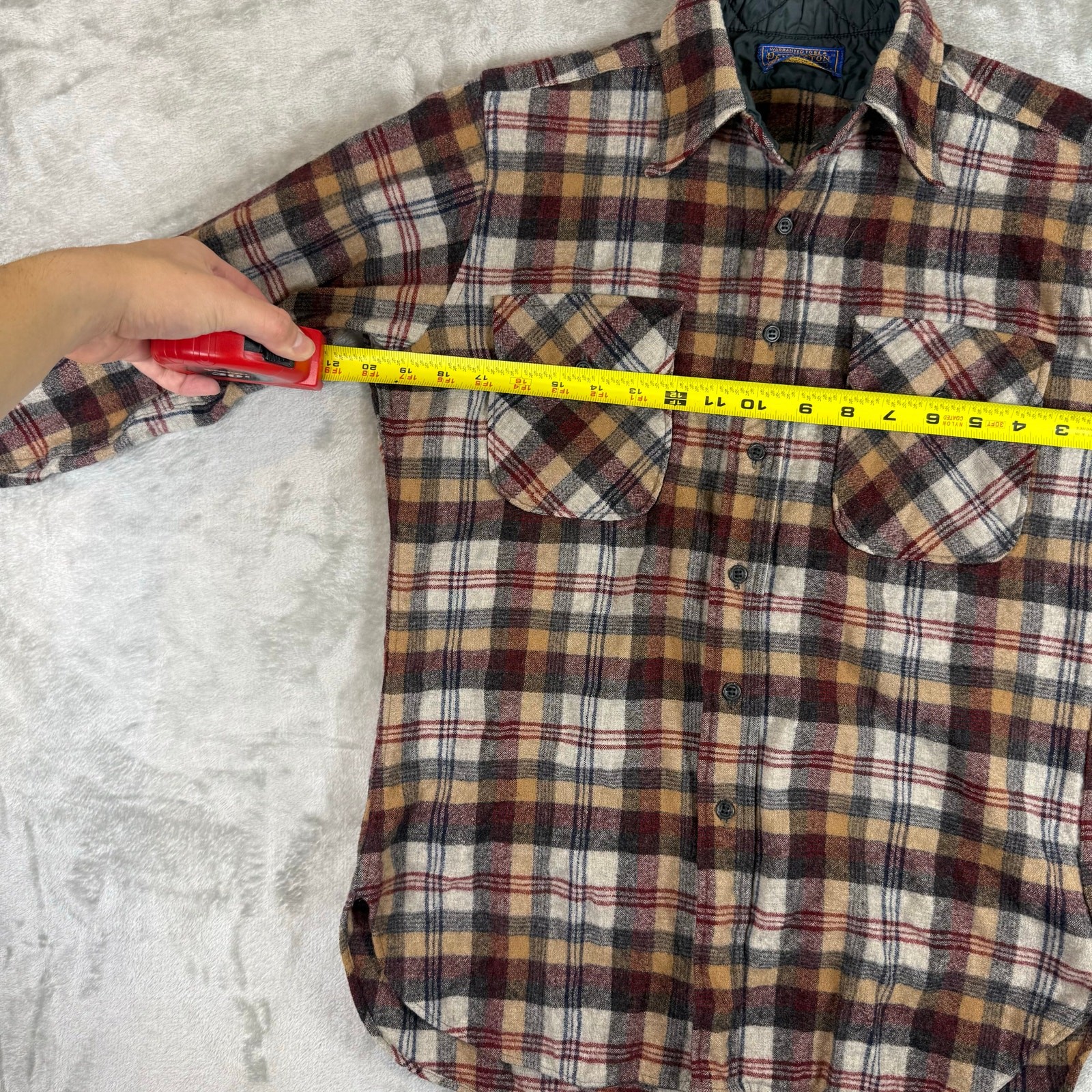 Vintage 60s Pendleton Button Down Wool Shirt Flan… - image 7