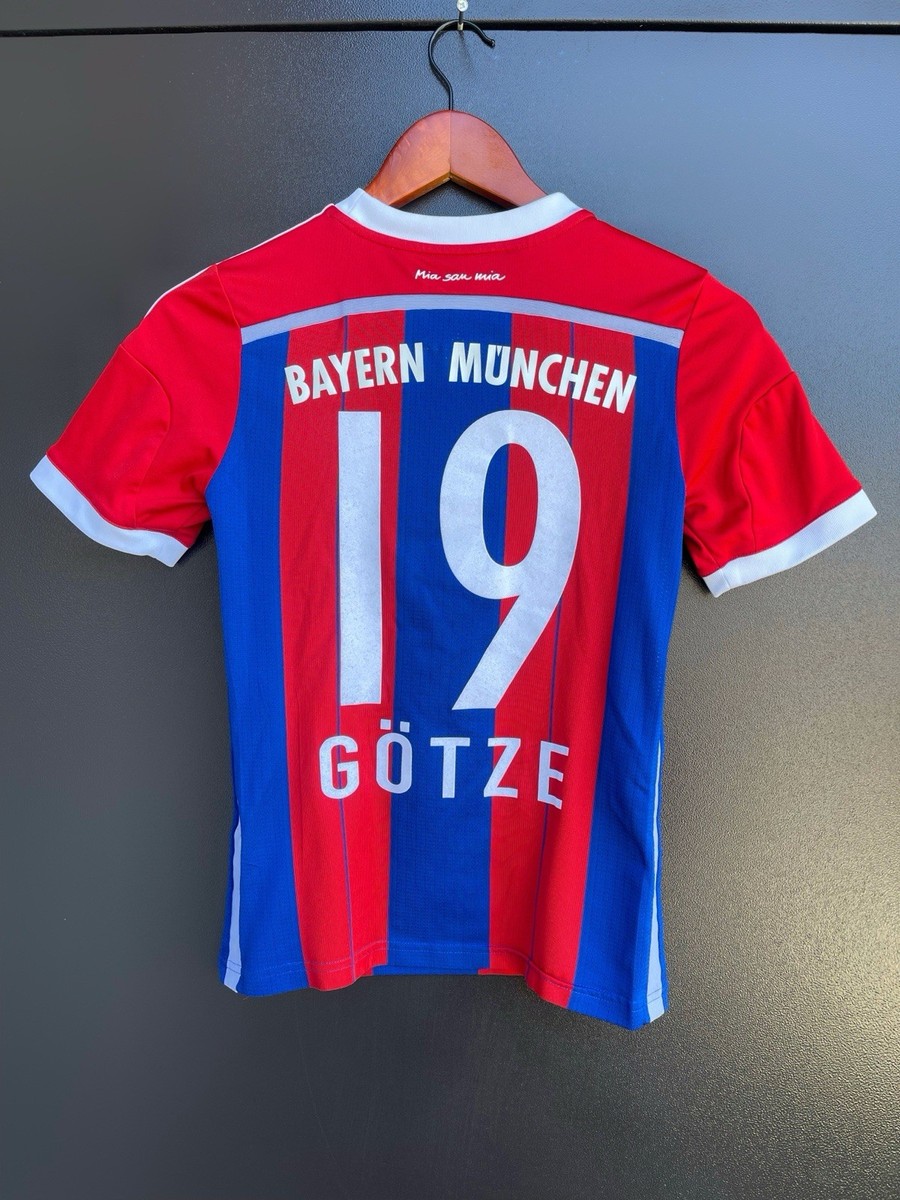 Bayern Munchen 2014 Home Jersey #19 Gotze Adidas Red Blue Shirt
