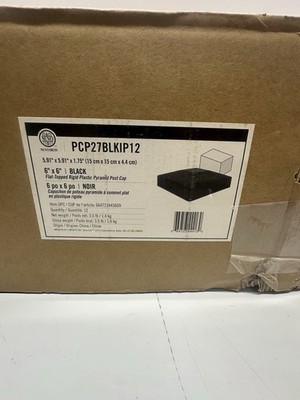 12 Nuvo Iron PCP27BLKIP12 6x6 Black Pyramid Fence Post Caps Flat Top Plastic