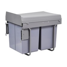 400mm Recycle Kitchen Cupboard Bin with 40L Dual Compartment, Pull Out Bin, Grey
