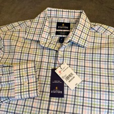 Stafford Long Sleeve Button Up Shirt Cool Tech Performance Mens Medium NWT
