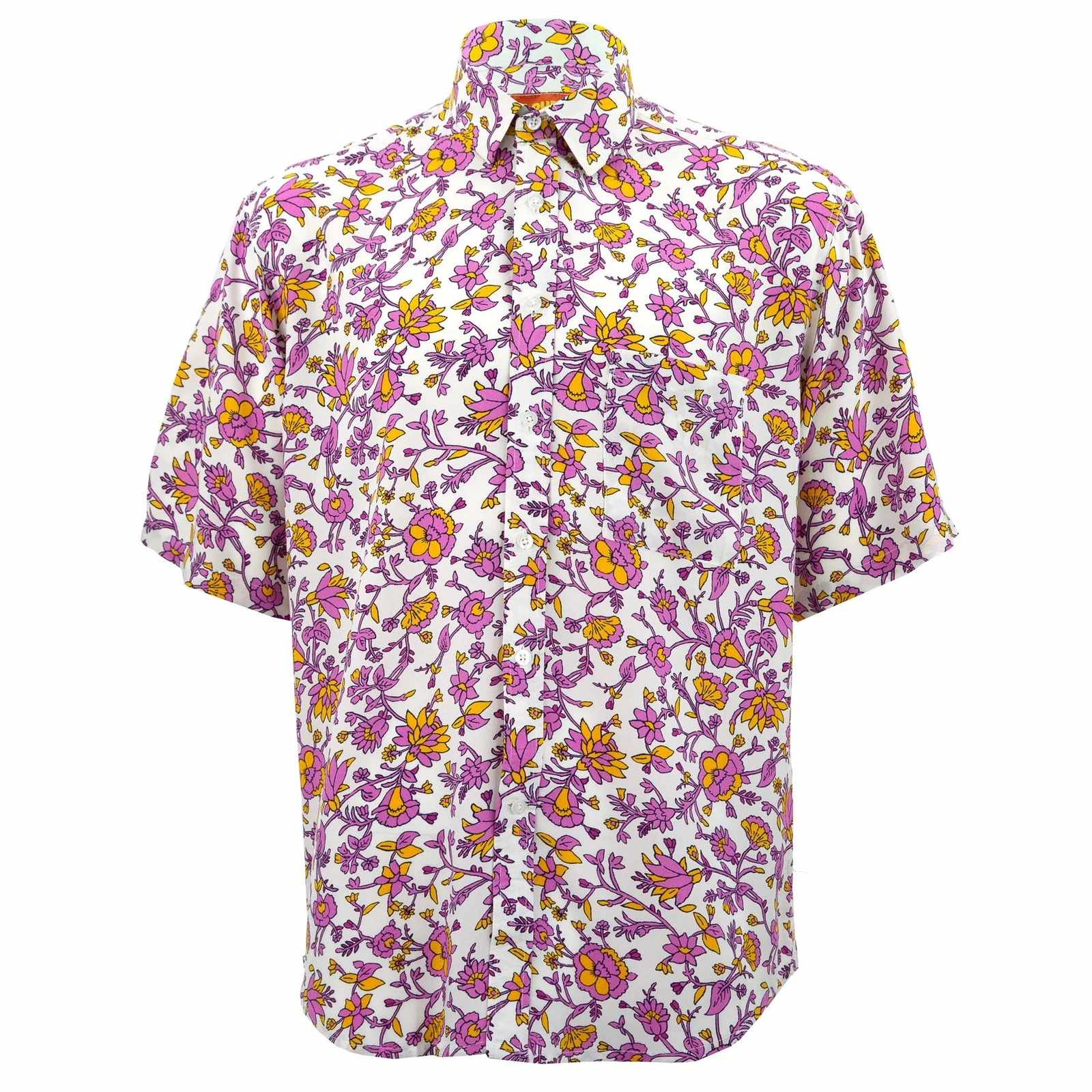 Regular Fit Short Sleeve Shirt Loud Originals Floral Illustration Doodle Pink