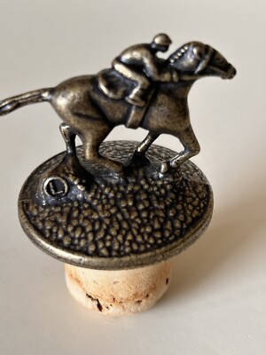 Blanton's Whiskey Bourbon Cork Bottle Stopper w Race Horse & Jockey Letter ''L 