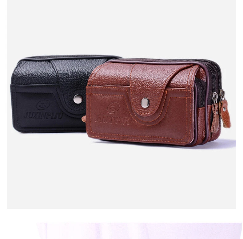 Universal Men Leather Mobile Phone Bag Belt Waist Bag Phone Case Pouch Holster - Image 4 of 4