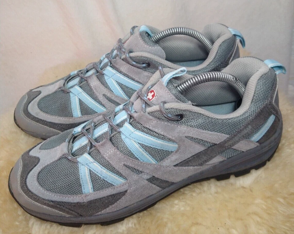 ZAPATOS DEPORTIVOS SWISS GEAR PARA MUJER ZAPATILLAS SIN ENCAJE MALLA SIN CORDONES TALLA 11 GRIS AZUL Foto 2 de 4