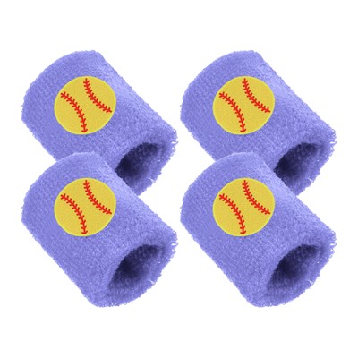 Colorful Sports Wristbands, 4 Packs Sweatbands Acrylic, Purple Softball