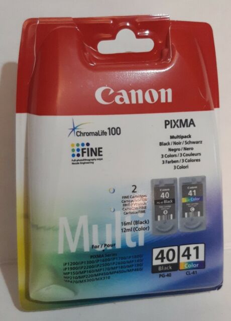 2 Pack Ink Black Pg 40 Colour and CL 41 for Printer Canon Pixma Series