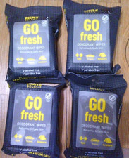 4 NEW packs mens GO FRESH deodorant wipes 24 ct each paraben alcohol free