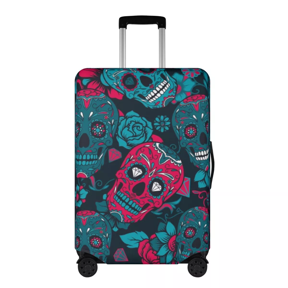 Sugar skull luggage cover Gothic floral skull calaveras suitcase
