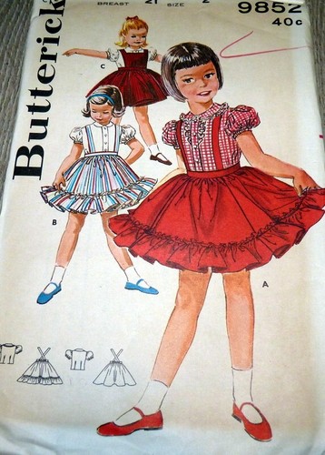*LOVELY VTG 1950s GIRLS BLOUSE & SKIRT BUTTERICK Sewing Pattern 2 Years FF