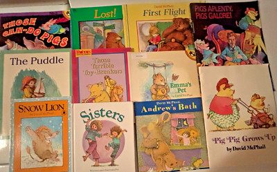 David McPhail Lot 11 Books Pigs Snow Lion Toy-Breakers Emma Sisters Teachers