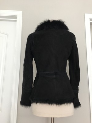 KARL DONOGHUE BLACK LITTLE New York 100% LAMBSKIN SHEARLING JACKET 