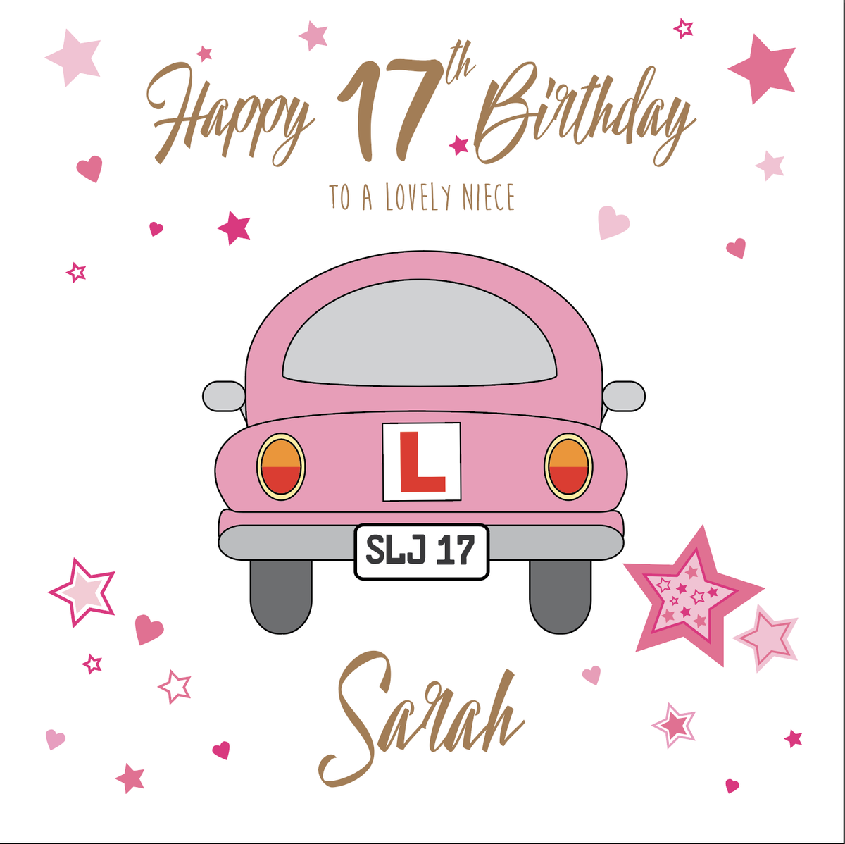 ICG Granddaughter 17th Birthday Card (ICG-8120) Girl In Maroon Dress