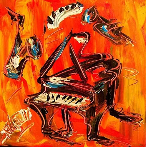 GRAND PIANO   Original Oil Painting canvas IMPRESSIONIST   KAZAV Y7968