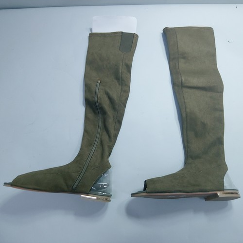Olive Flat Faux-Suede Boots | eBay
