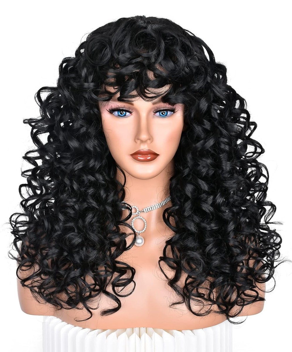 NEW TAG ! Queen\'s Choice Short Hair Spiral Curly Wig Dark Brown 11 Inch Curly Dark Brown and Copper Mix Heat Resistant Side  main image 2