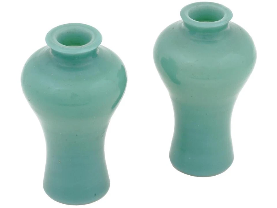 ⭕️Par de jarrones turquesa del siglo XIX, cristal de Pekín Foto 4 de 4