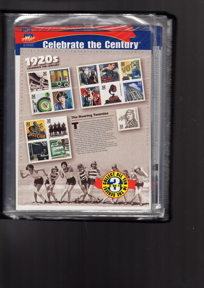 Celebrate the Century  US Stamps  Scott 3182-91   1900s-1990s CV $265 (bb17 - Image 3 of 4