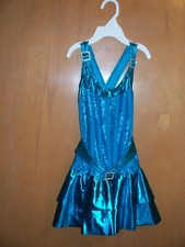 Girls child Leotard Gymnastics leo A Wish Come True turquoise blue size 8-10