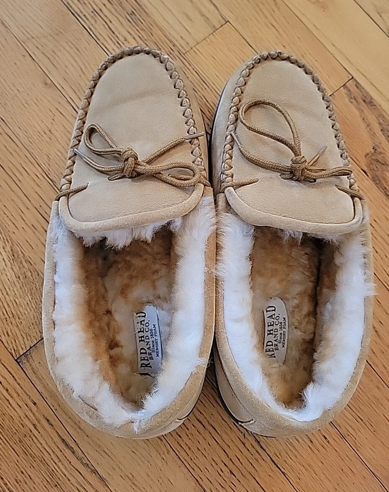 Hombre Red Head Tostado Piel de Oveja Mocasín Zapatillas Talla 13 Foto 4 de 4