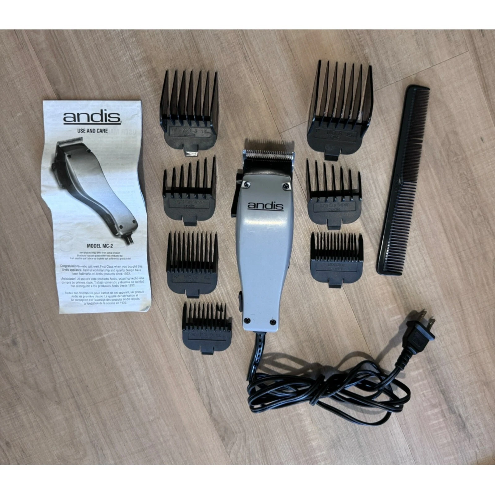 Andis MC-2 Adjustable Trimmer Clippers Pet Grooming w/ 6 Attachments Wired