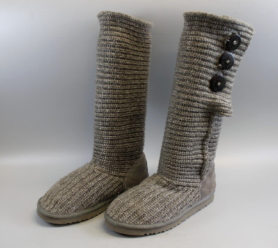 UGG Australia Classic Cardy Gray Knit S/N 5819 Womens Tall Boots