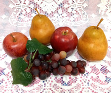 VTG Faux Fruit APPLES Pears GRAPES Realistic LIFE SIZE Fake Produce 5 Pc