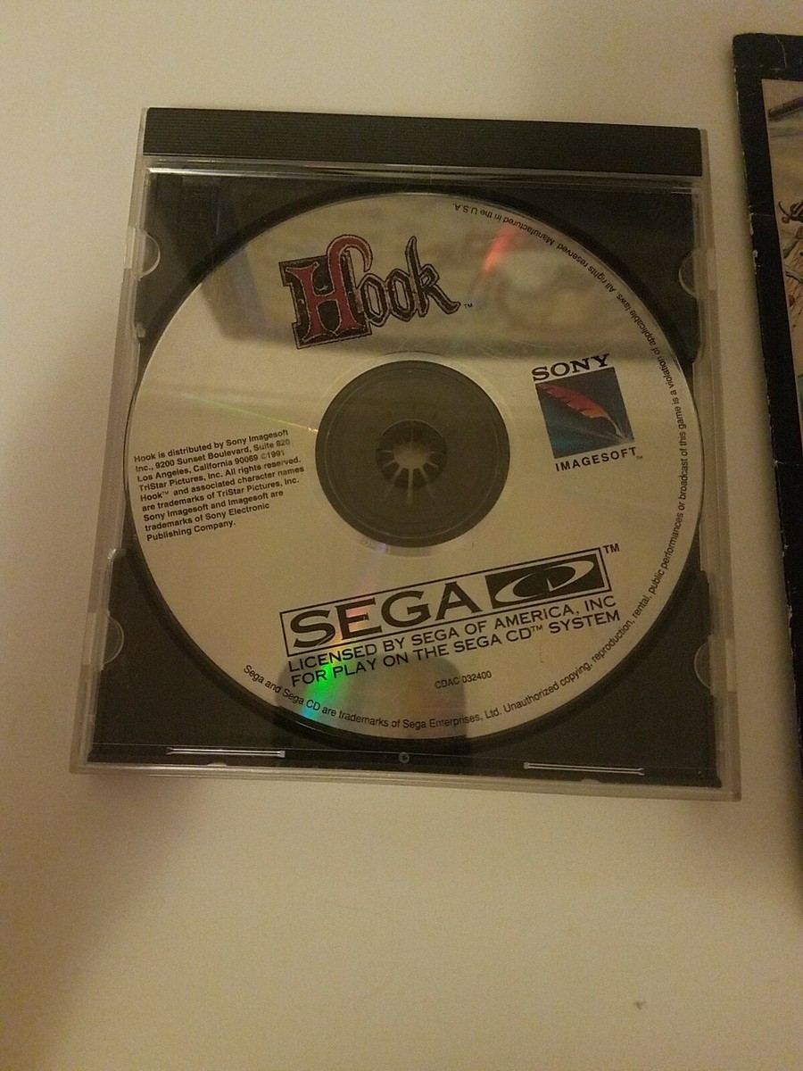 Hook (Sega CD, 1992) Game Case & Disc & Manual Only Super