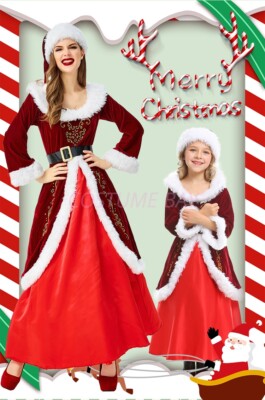 Womens Girls Mrs Miss Santa Claus Christmas Xmas Costume Party Dress Outfits