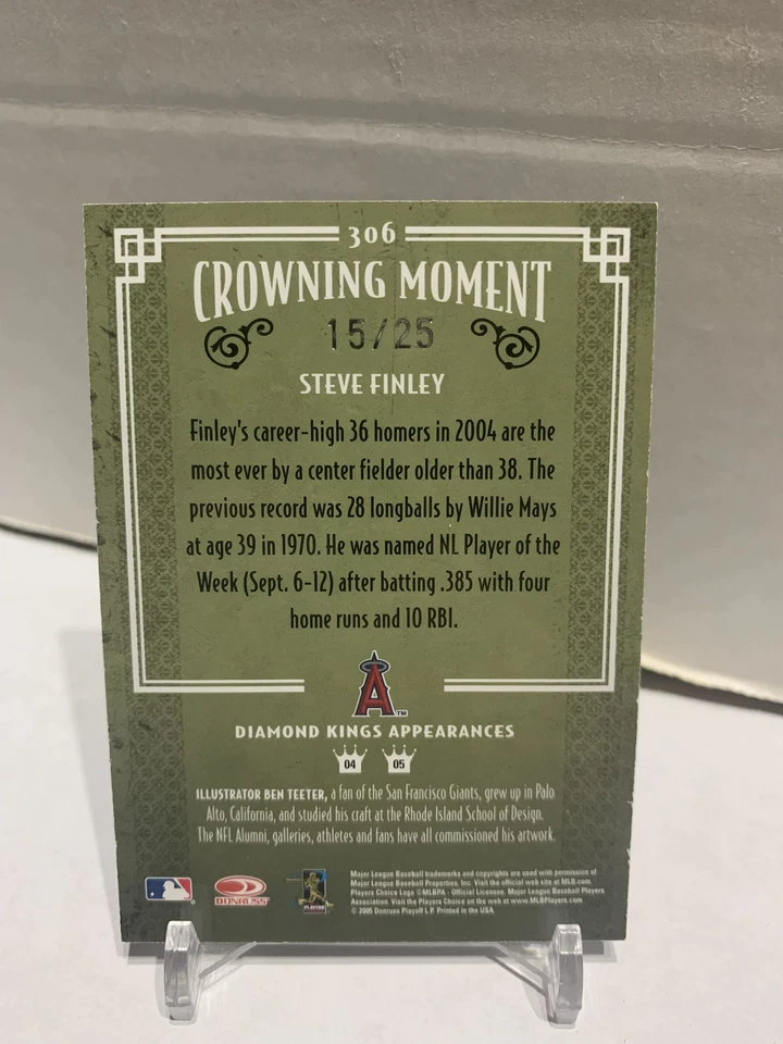 2005 年 Donruss Diamond Kings 签名签名/25 史蒂夫·芬利 #306 签名 — 第 2/2 张图片