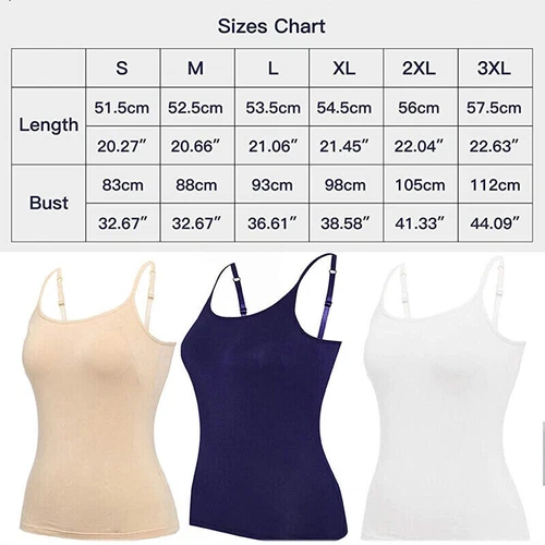 Camisole with Built in Bra Women Tank Tops Padded Bra Vest Undershirt Sleeveless - Picture 2 of 43