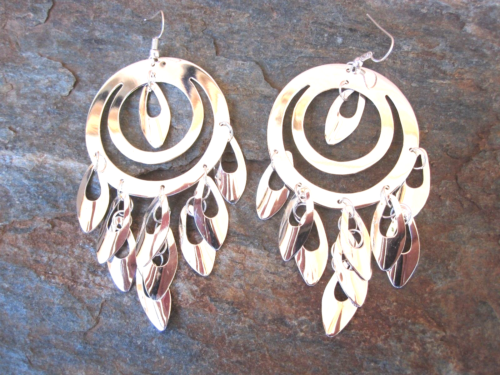 Sterling Silver Overlay Large Earrings by Artesanas Campesinas  Mexico  soer003 - Picture 1 of 5