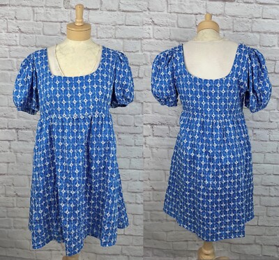 Rhode X Target Eyelet Mini Blue Puff Sleeve Dress Size M