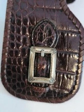Brighton Brown Leather Croc Embossed Silver Buckle Cellphone  pencil Case Clip